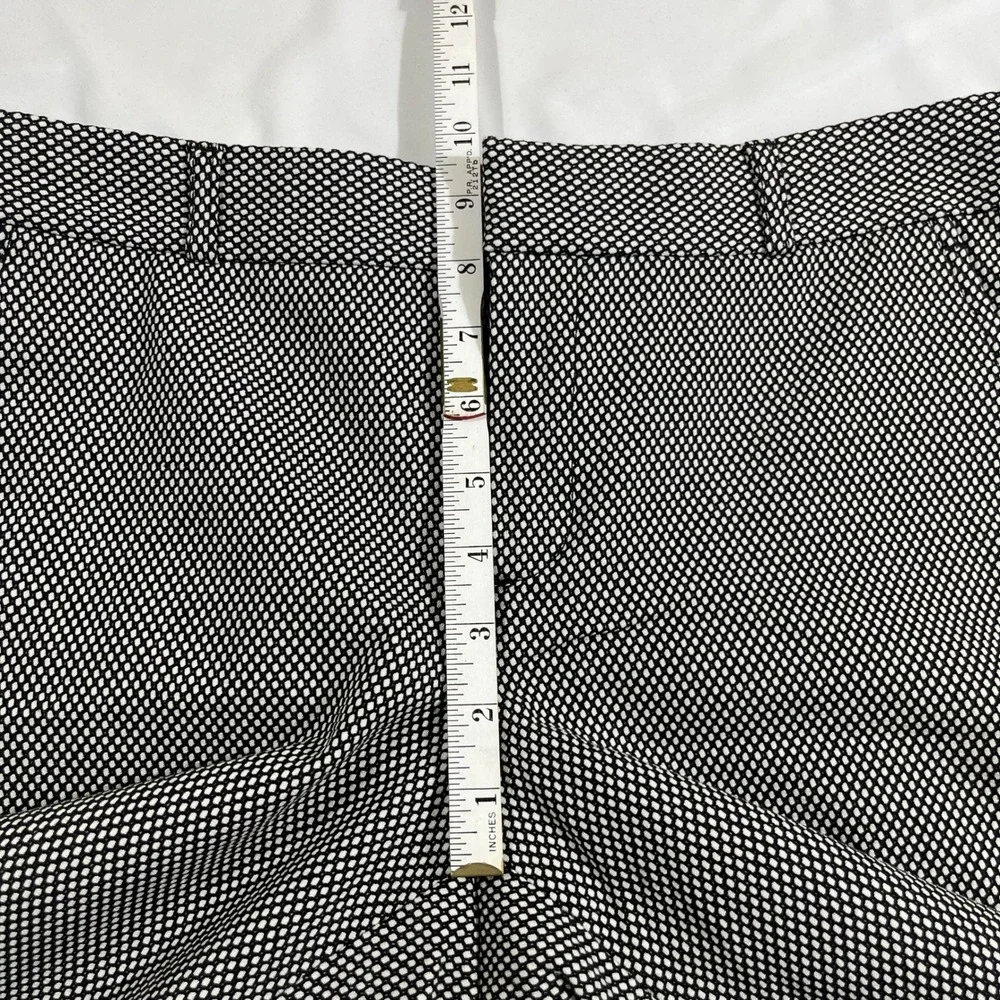 Banana Republic Ryan Pants Women 8 Black White Textured Geometric Straight Leg